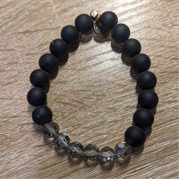 Erimish Black Matte Coal Grey Boho Bead Bracelet - Picture 3 of 3